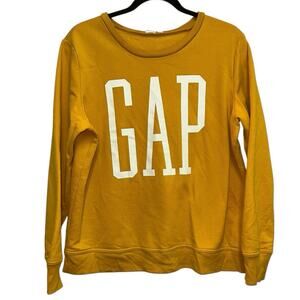 Gap Sweatshirt Medium Rugby Gold Logo Crewneck Mustard Yellow Casual Pullover